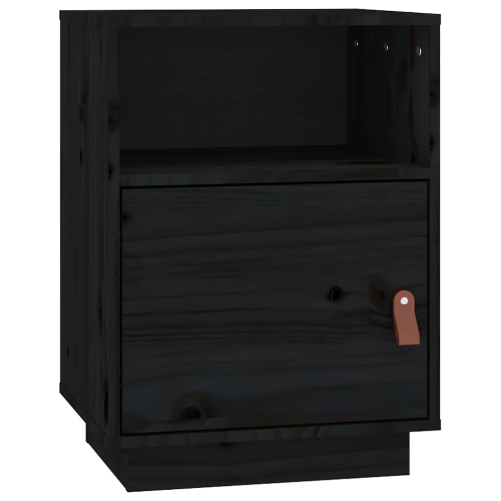 Bedside Table Black 40x34x55 cm Solid Pine