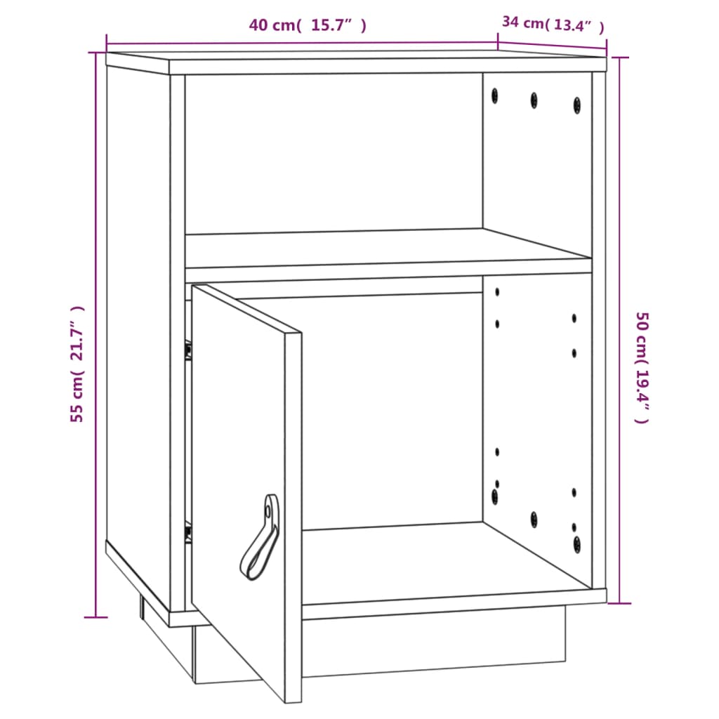 Bedside Table Black 40x34x55 cm Solid Pine