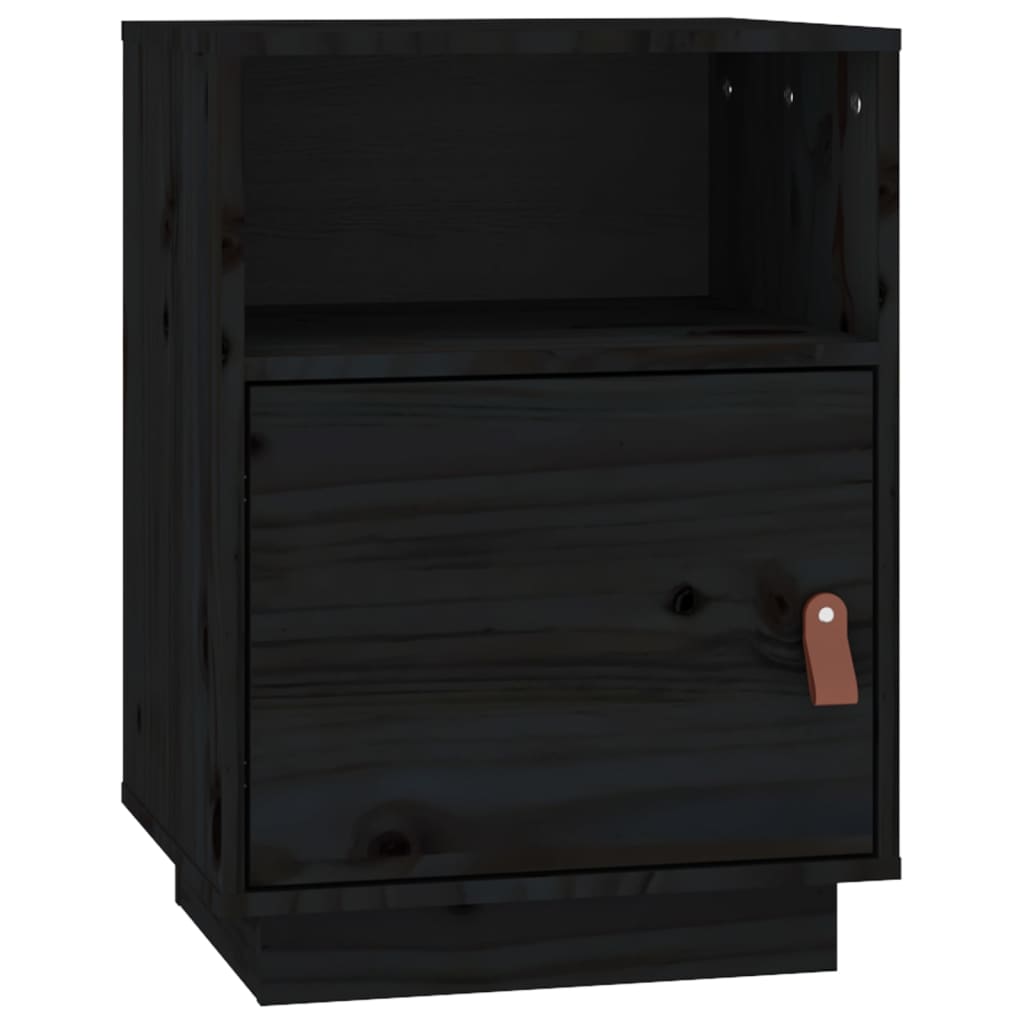 Tables de chevet 2 pcs. Noir 40x34x55 cm en bois de pin massif