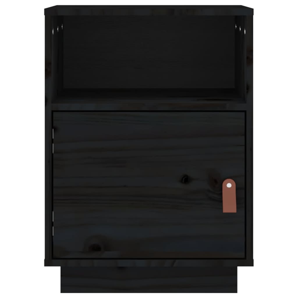 Tables de chevet 2 pcs. Noir 40x34x55 cm en bois de pin massif