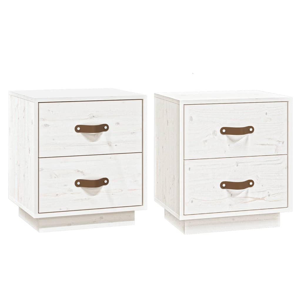 Bedside tables 2 pcs. White 40x34x45 cm solid pine wood