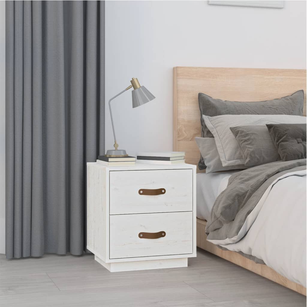 Bedside tables 2 pcs. White 40x34x45 cm solid pine wood