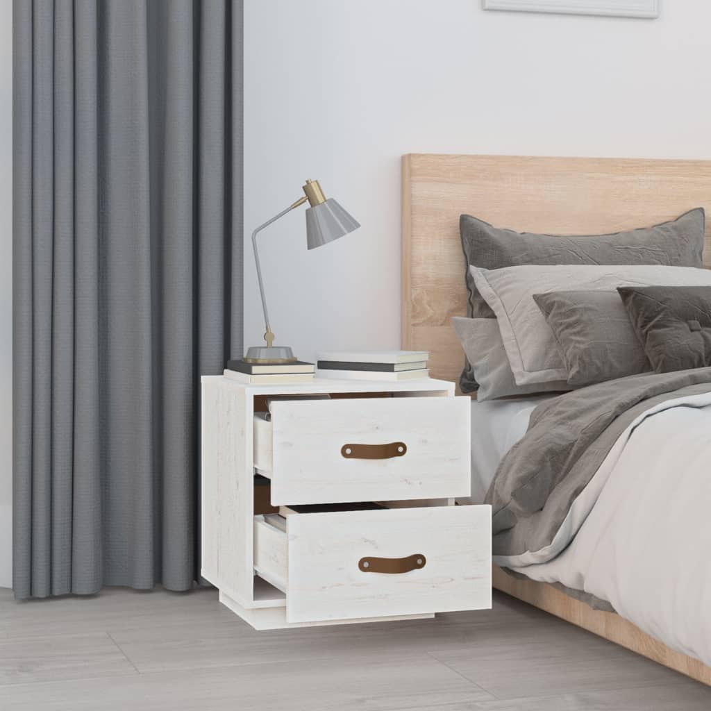 Bedside tables 2 pcs. White 40x34x45 cm solid pine wood
