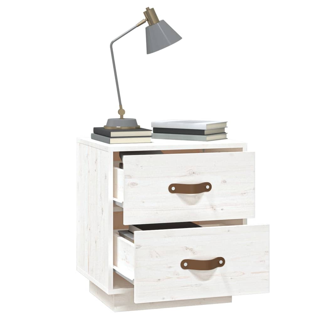 Bedside tables 2 pcs. White 40x34x45 cm solid pine wood