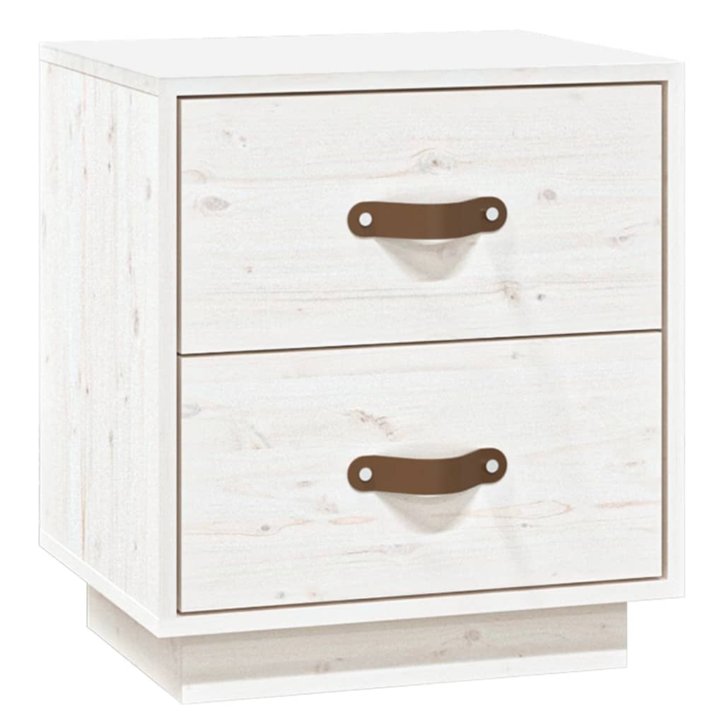 Bedside tables 2 pcs. White 40x34x45 cm solid pine wood