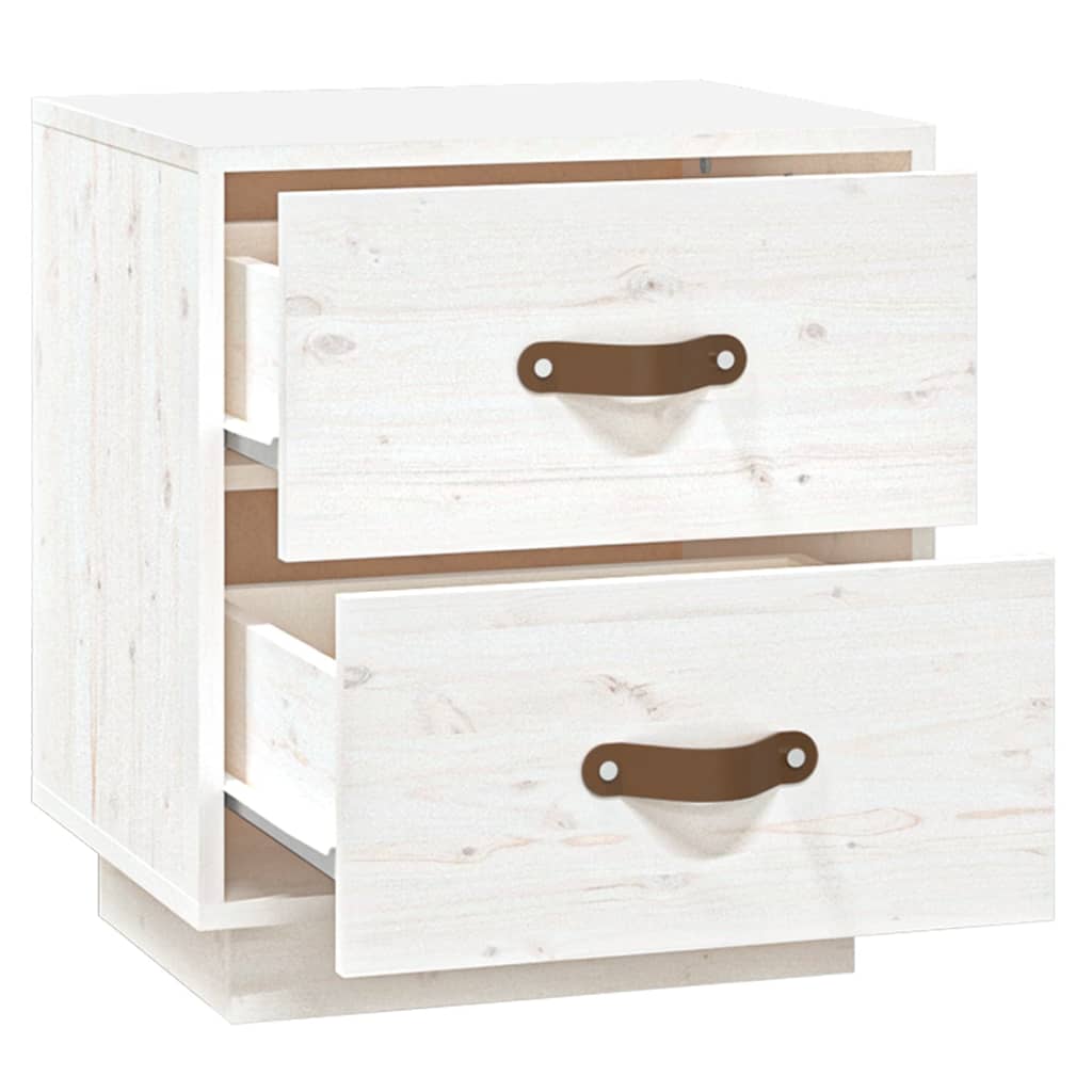 Bedside tables 2 pcs. White 40x34x45 cm solid pine wood
