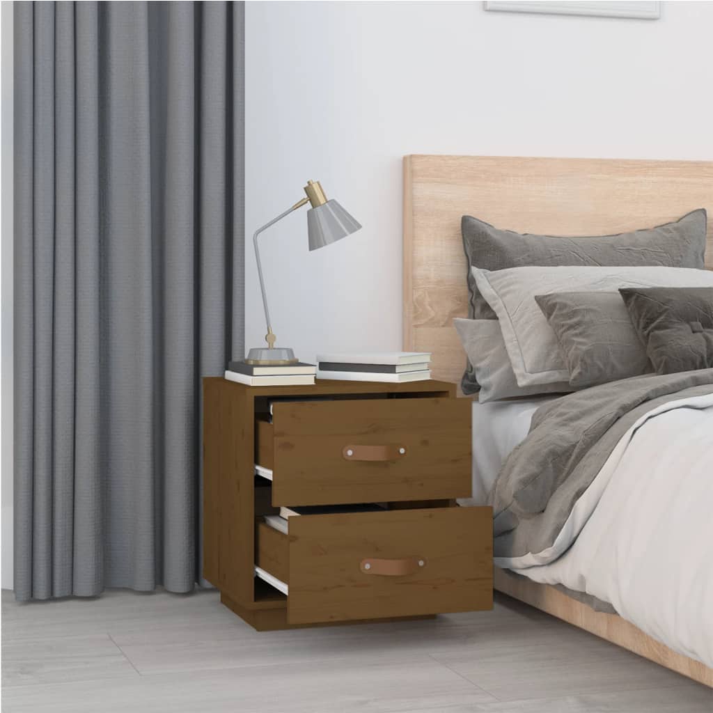 Bedside table honey brown 40x34x45 cm solid pine wood