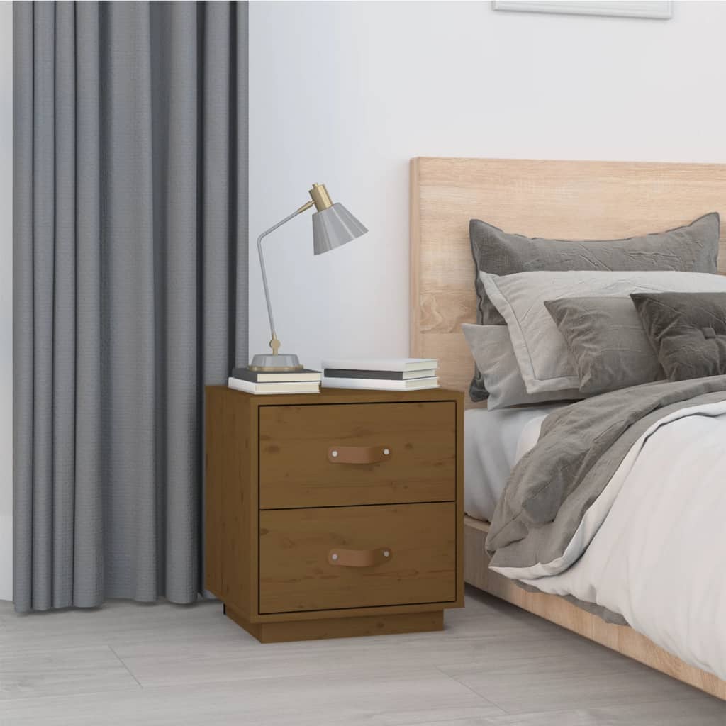 Bedside table honey brown 40x34x45 cm solid pine wood