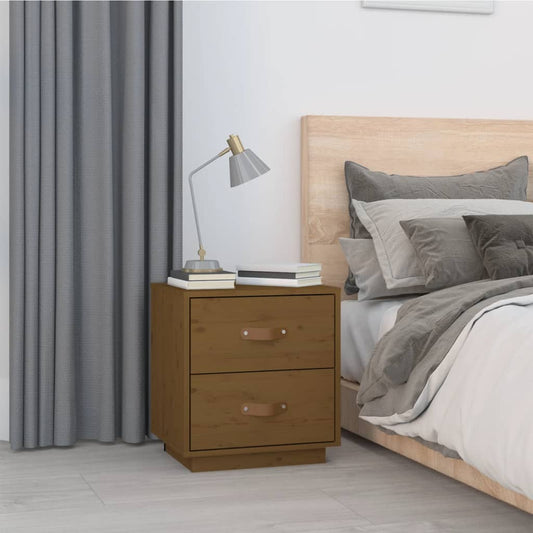 Bedside table honey brown 40x34x45 cm solid pine wood