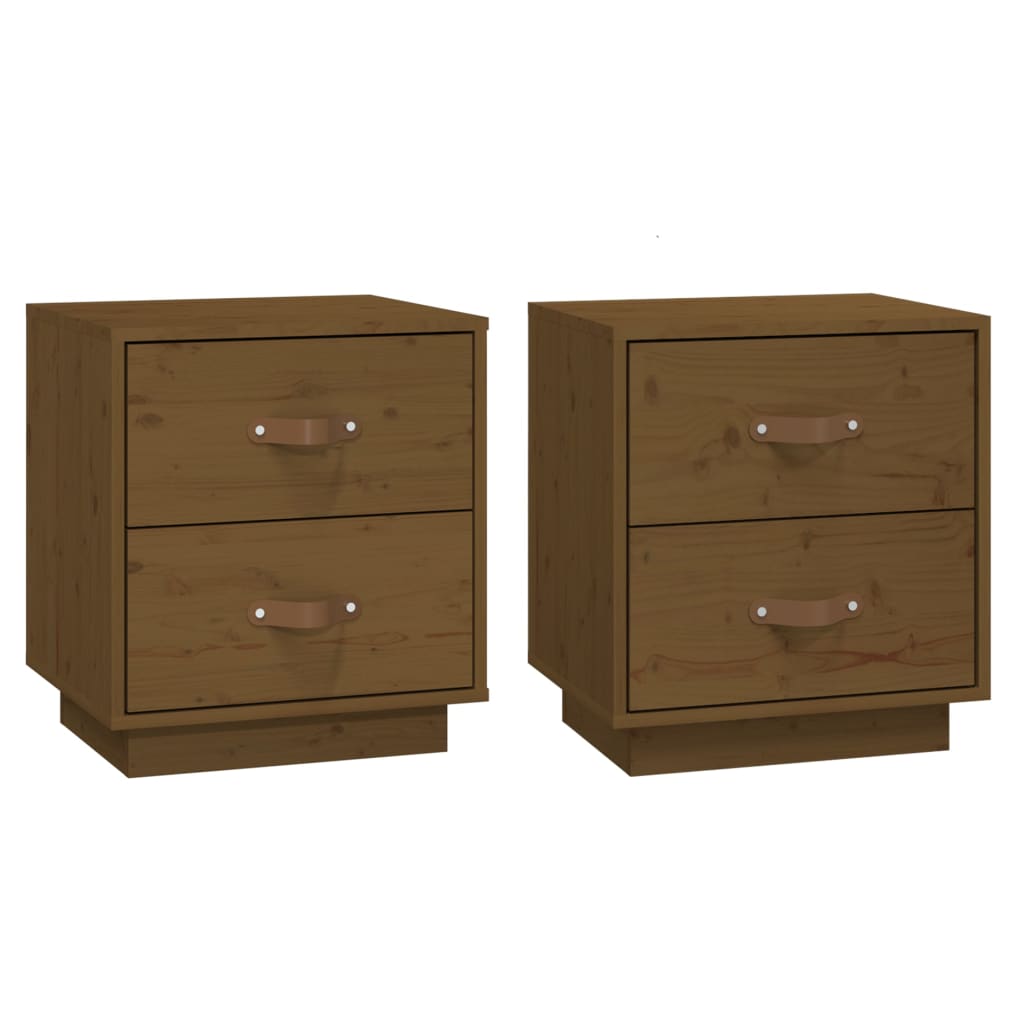 Tables de chevet 2 pcs. marron miel 40x34x45 cm en bois de pin massif