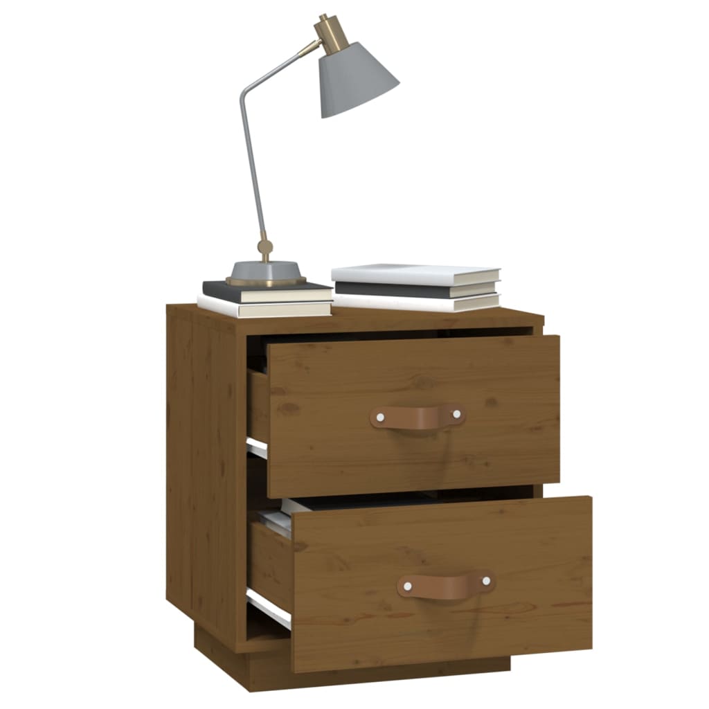 Tables de chevet 2 pcs. marron miel 40x34x45 cm en bois de pin massif
