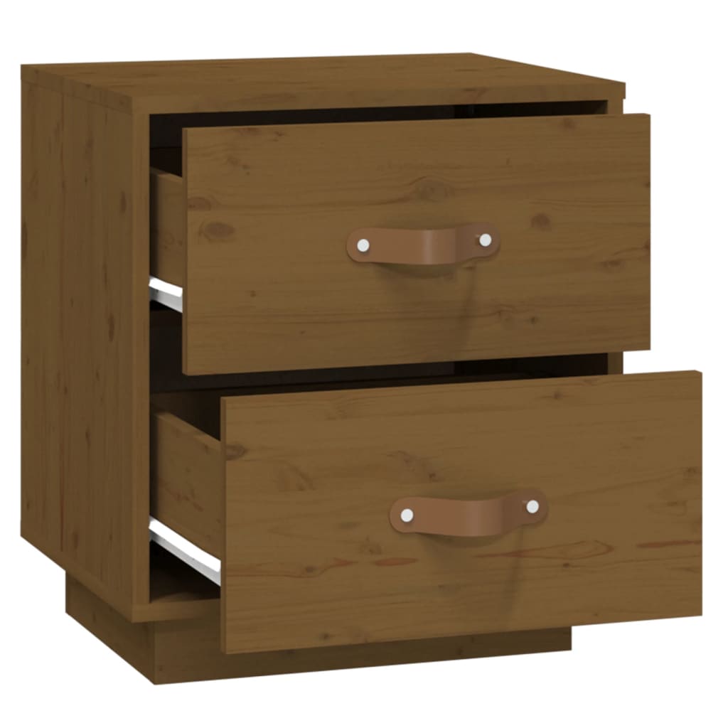 Tables de chevet 2 pcs. marron miel 40x34x45 cm en bois de pin massif