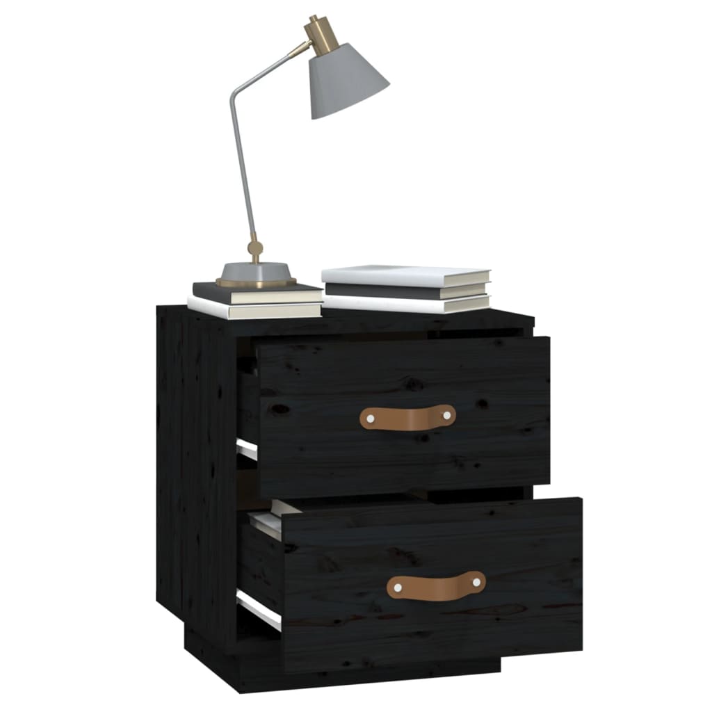 Bedside Table Black 40x34x45 cm Solid Pine