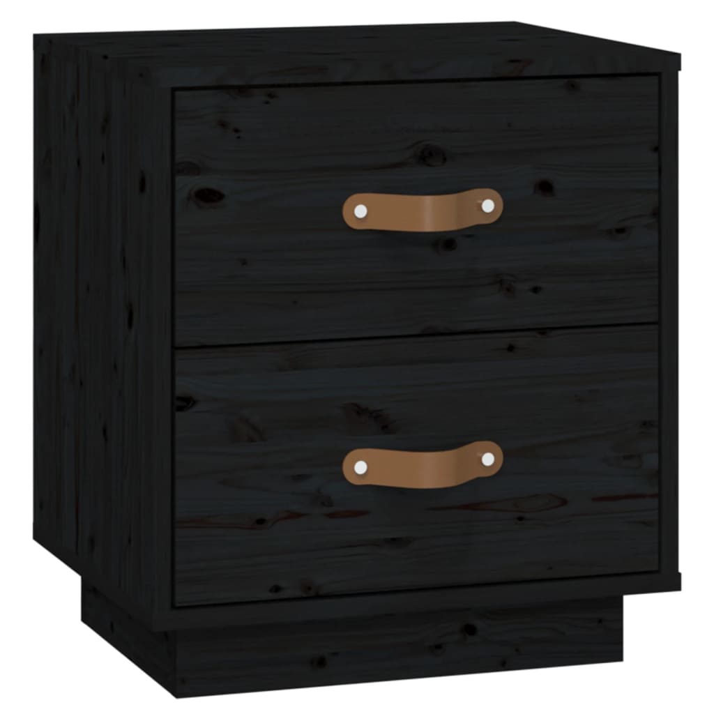 Tables de chevet 2 pcs. Noir 40x34x45 cm en bois de pin massif