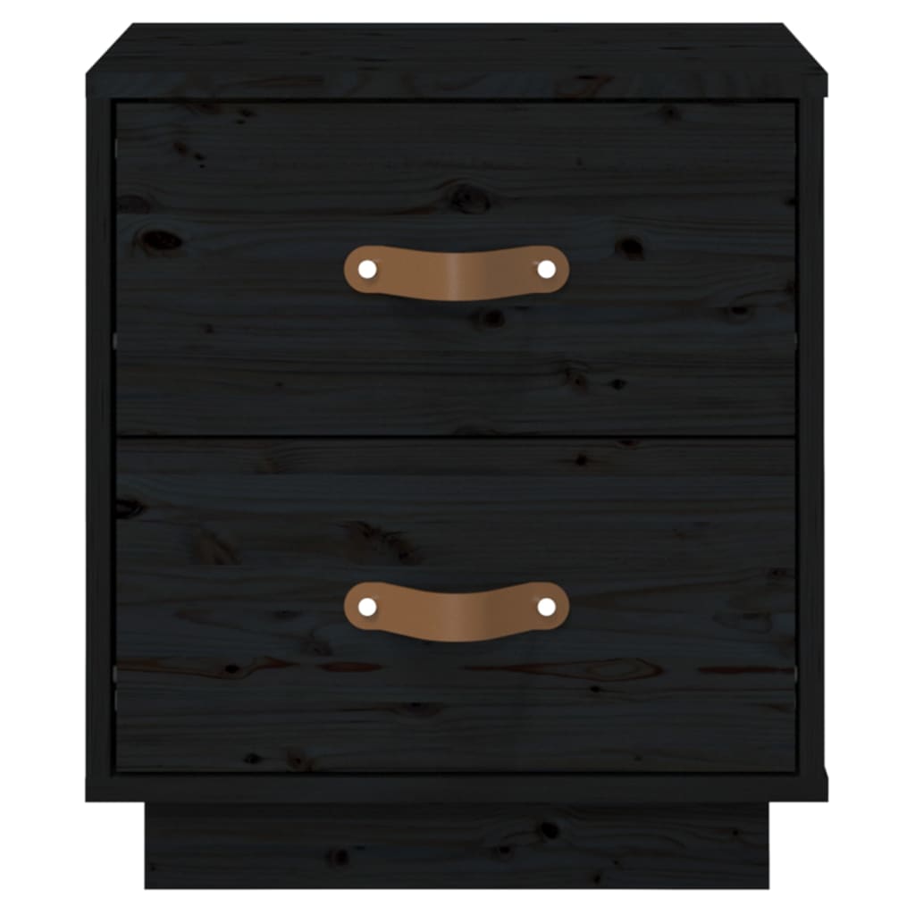 Tables de chevet 2 pcs. Noir 40x34x45 cm en bois de pin massif