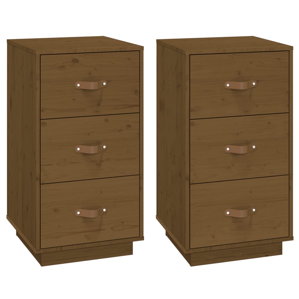 Tables de chevet 2 pcs. marron miel 40x40x75 cm en bois de pin massif