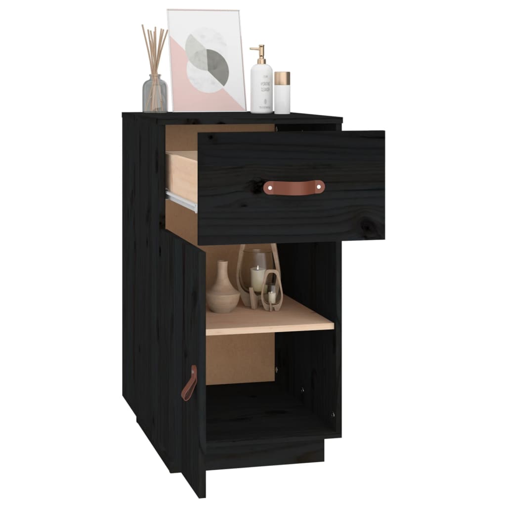 Meuble de bureau noir 40x50x75 cm en bois de pin massif
