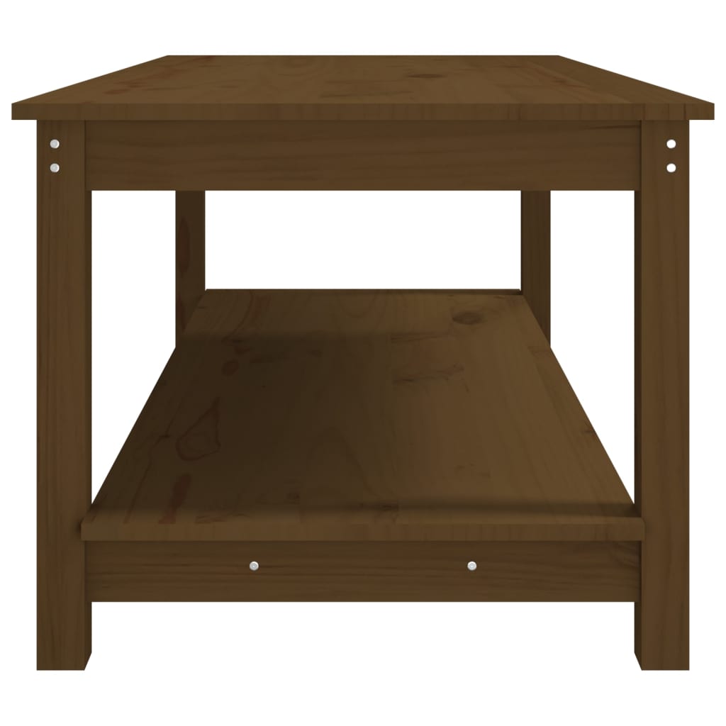Table basse marron miel 110x55x45 cm en bois de pin massif