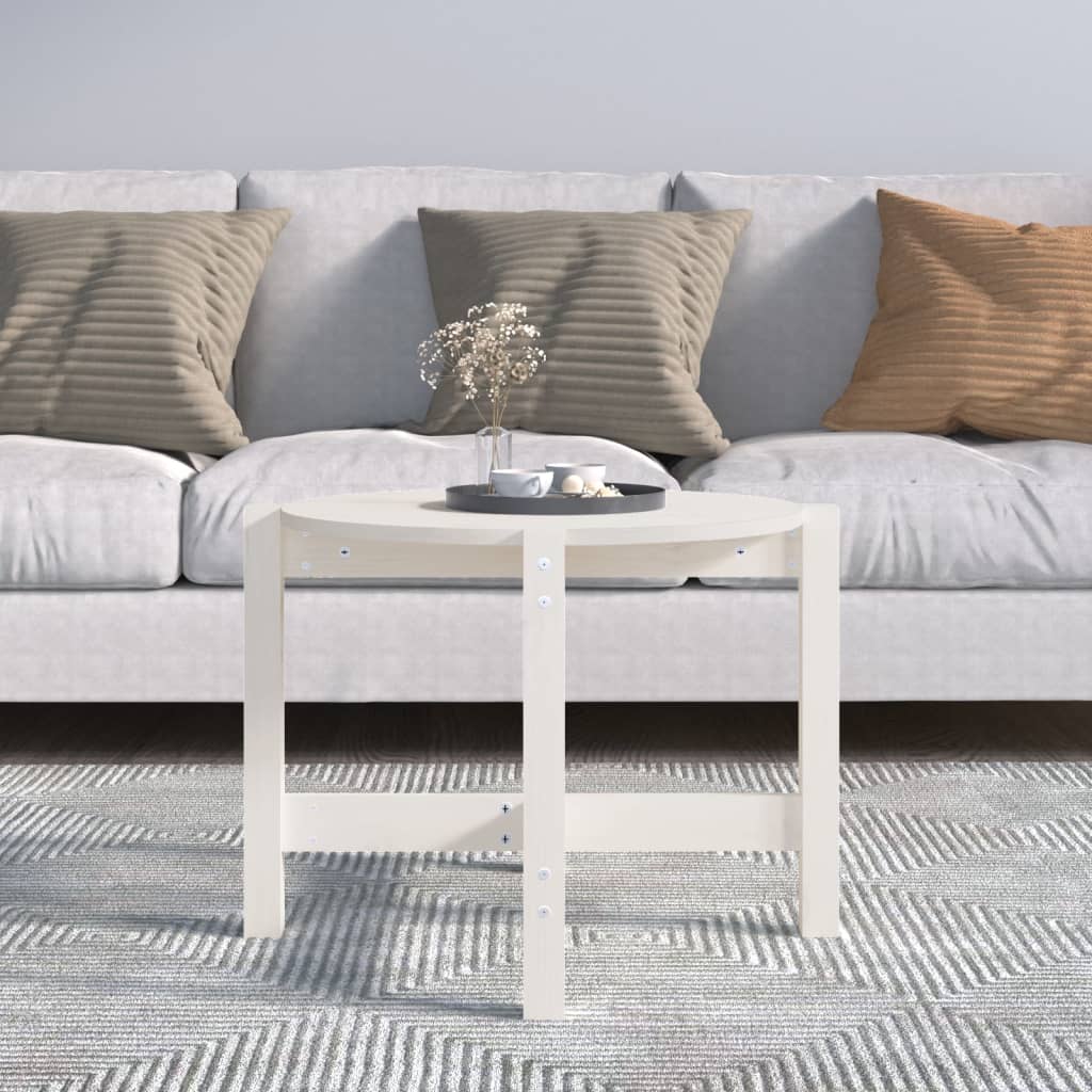 Coffee table white Ø 62.5x45 cm solid pine