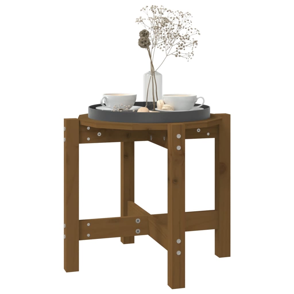 Table basse marron miel Ø 52,5x45 cm en bois de pin massif