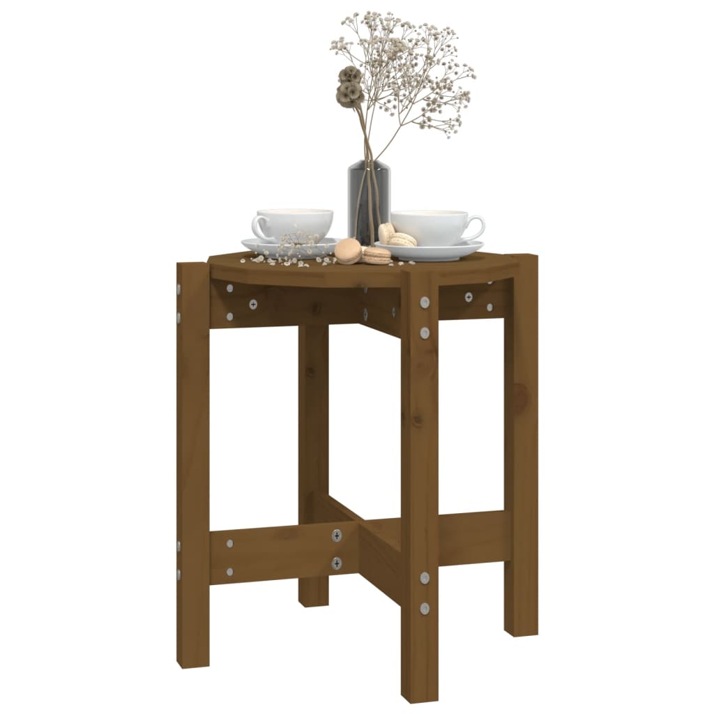 Table basse marron miel Ø 42,5x45 cm en bois de pin massif