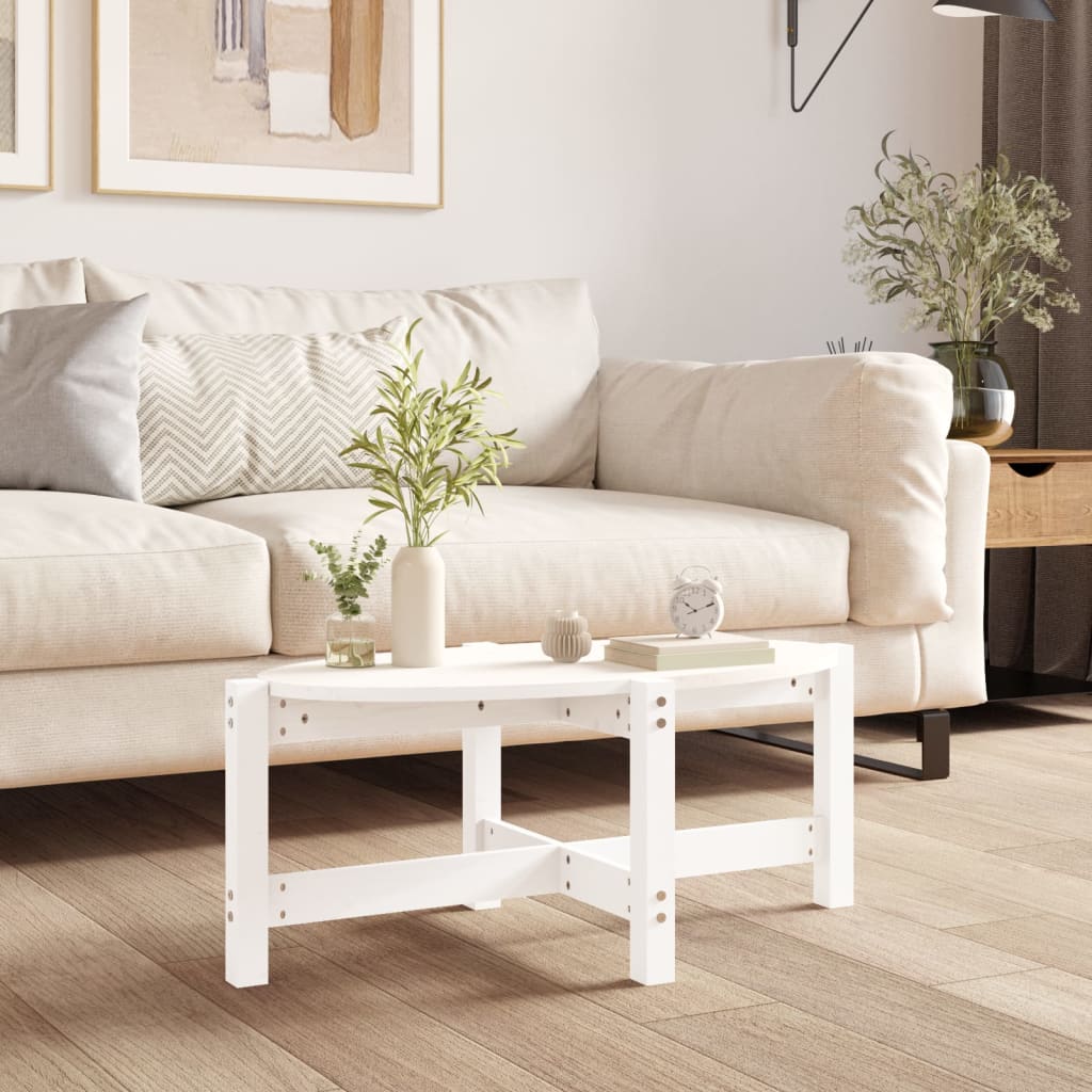 Coffee Table White 87x48x35 cm Solid Pine