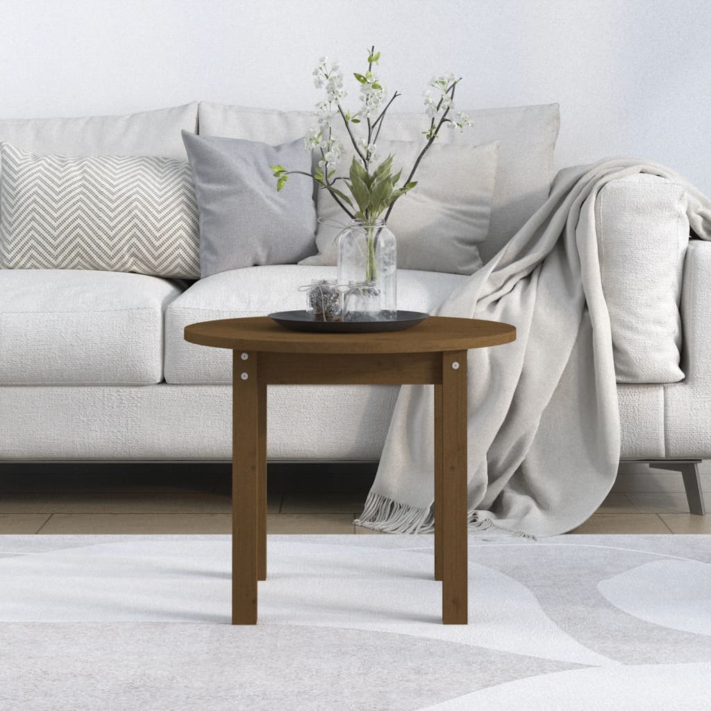 Table basse marron miel Ø 55x45 cm en bois de pin massif