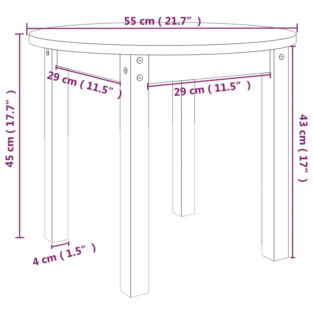 Table basse marron miel Ø 55x45 cm en bois de pin massif