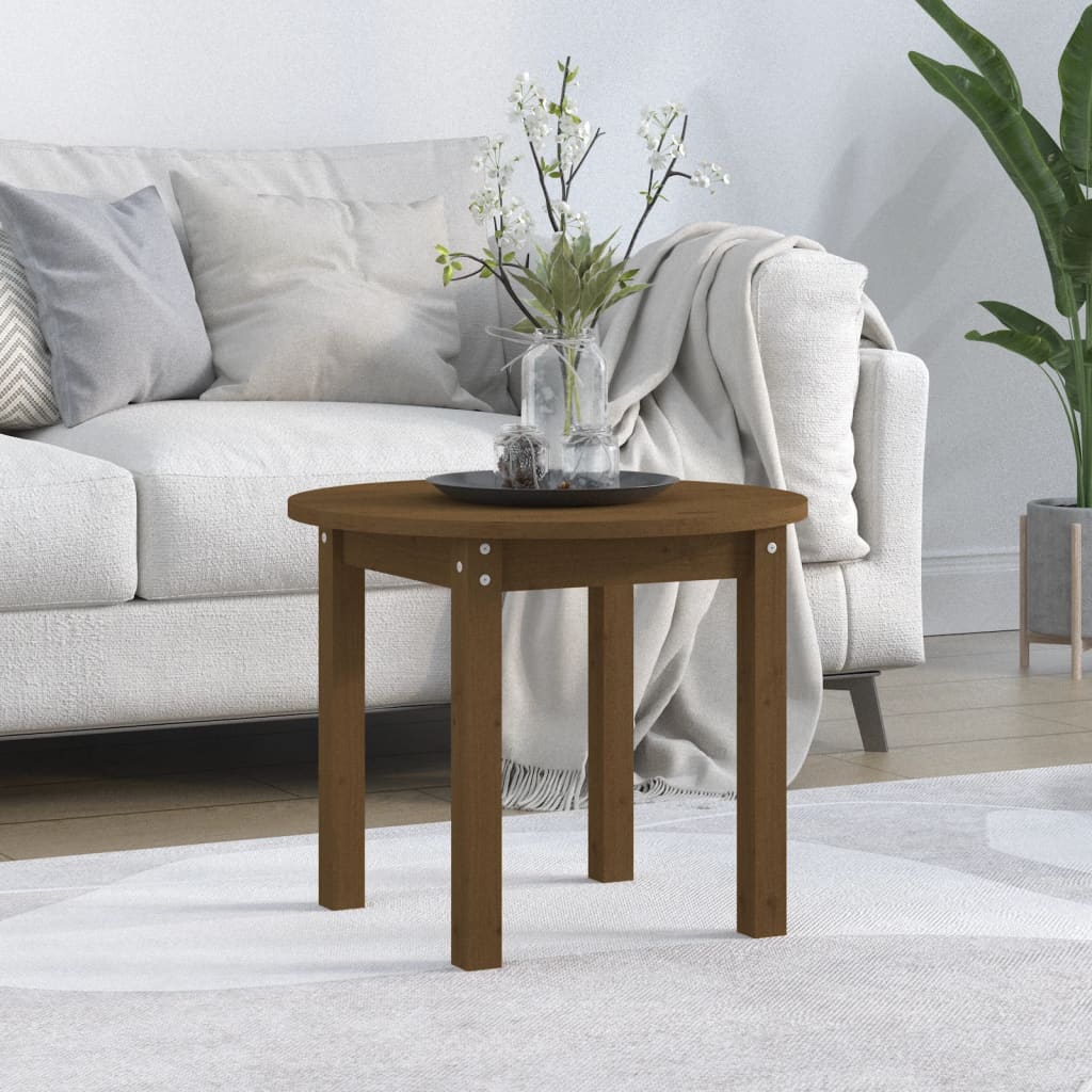 Table basse marron miel Ø 55x45 cm en bois de pin massif