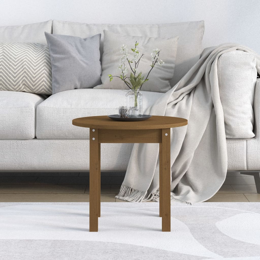 Table basse marron miel Ø 45x40 cm en bois de pin massif