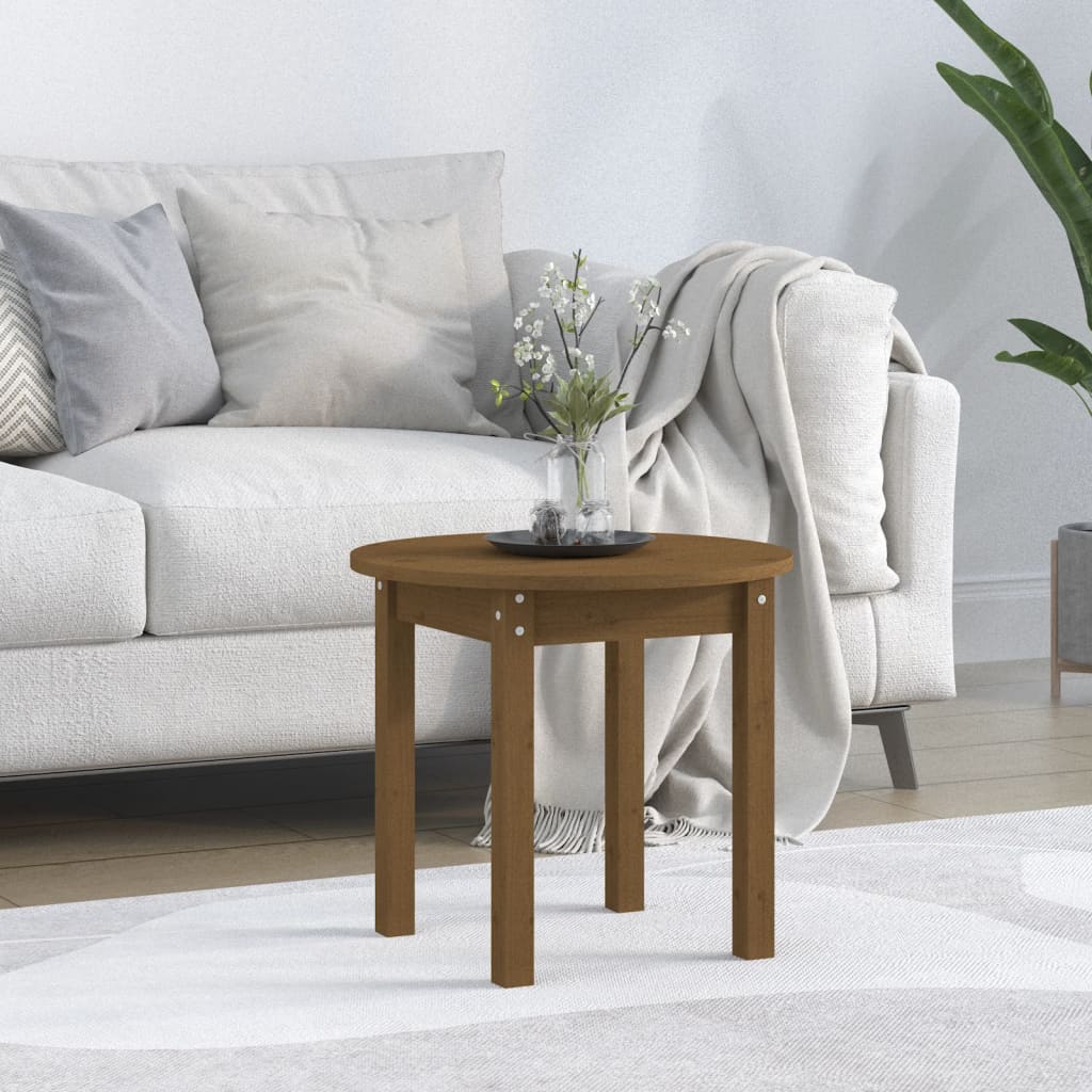 Table basse marron miel Ø 45x40 cm en bois de pin massif