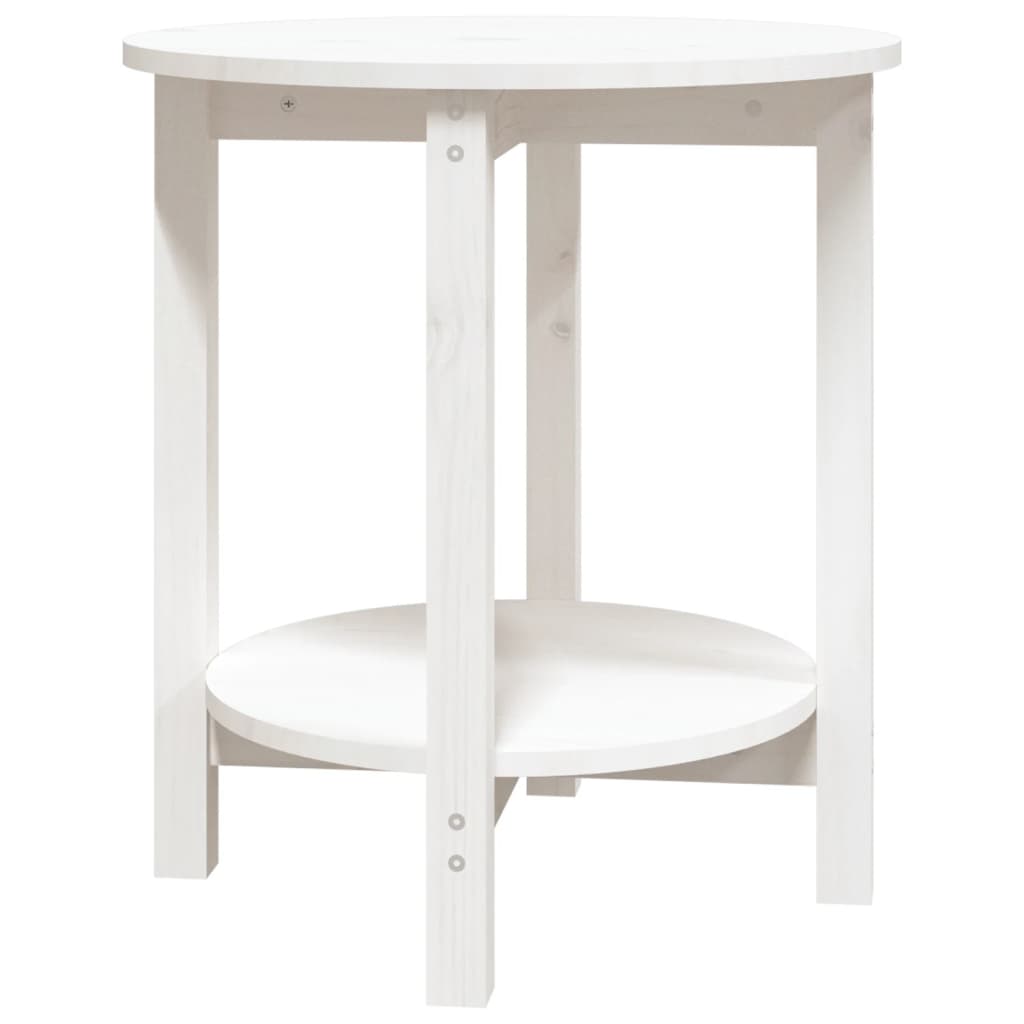 Couchtisch Weiß Ø 55x60 cm Massivholz Kiefer