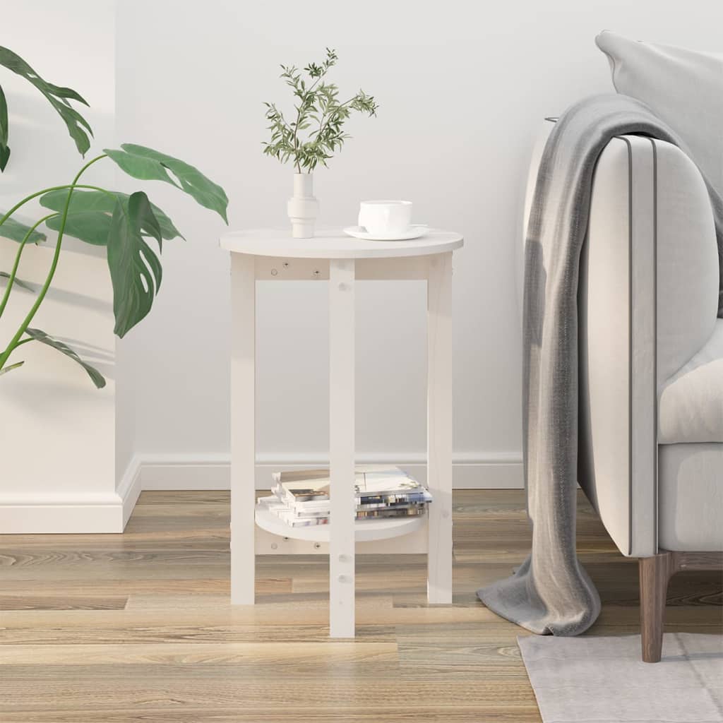 Table basse blanche Ø 40x60 cm en bois de pin massif