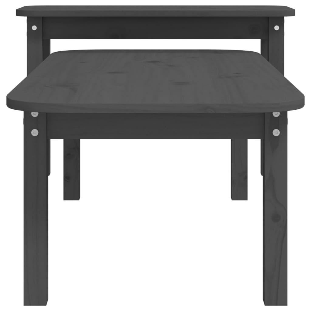 2-piece coffee table set gray solid pine