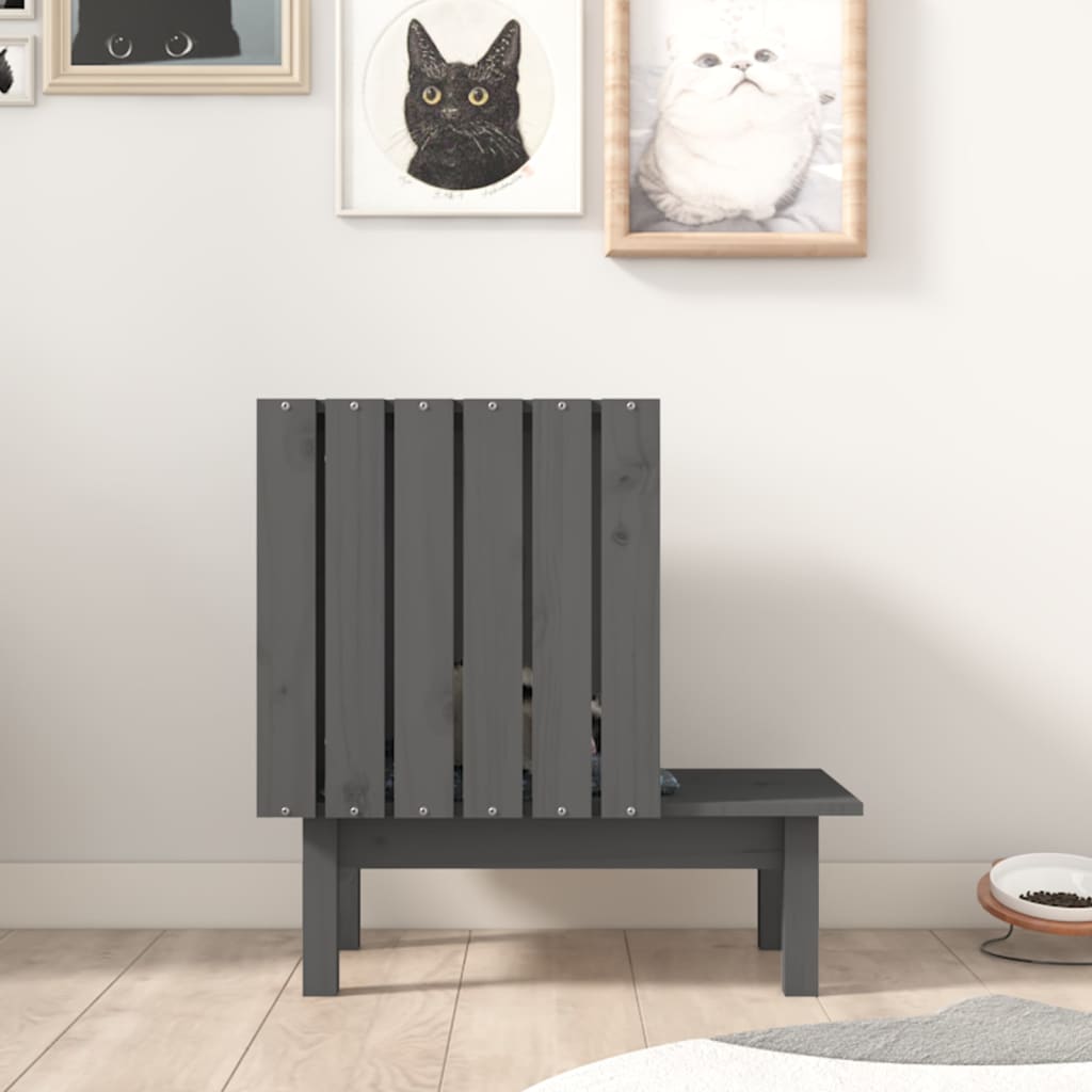 Katzenhaus Grau 60x36x60 cm Massivholz Kiefer