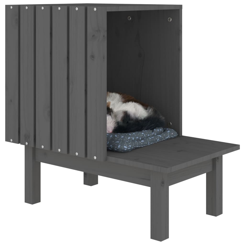 Katzenhaus Grau 60x36x60 cm Massivholz Kiefer