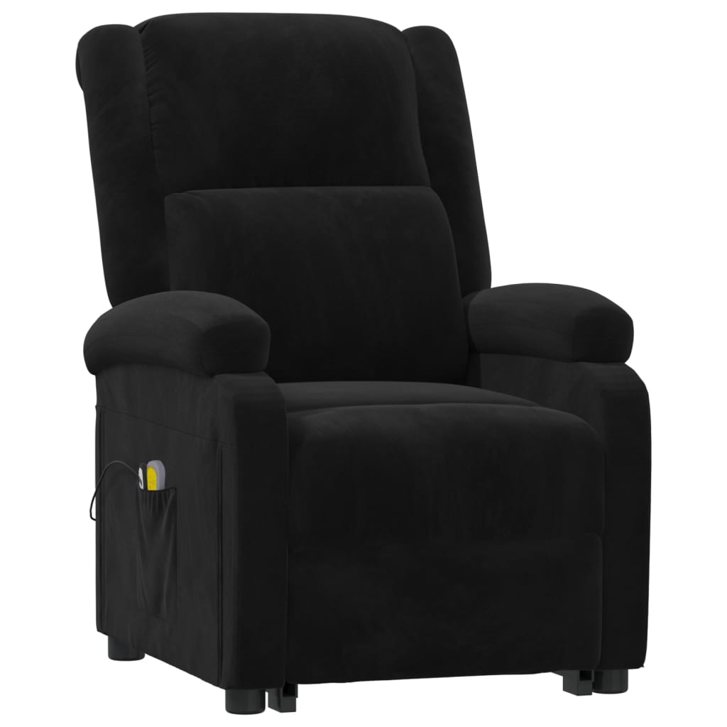 Massagesessel mit Aufstehhilfe Schwarz Samt