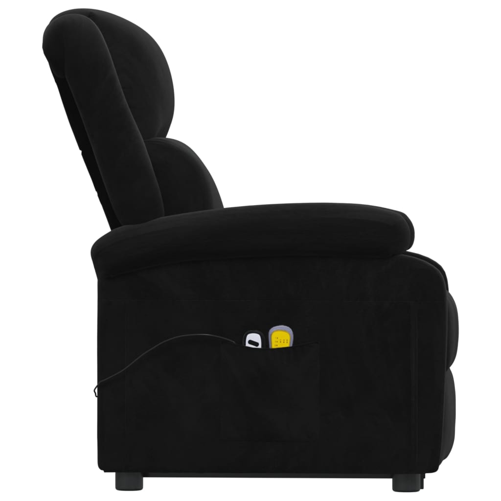 Massagesessel mit Aufstehhilfe Schwarz Samt
