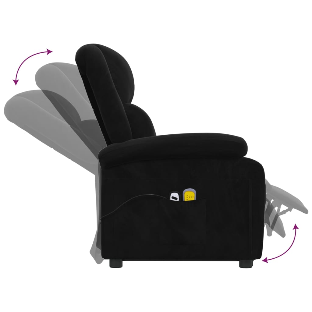 Massagesessel mit Aufstehhilfe Schwarz Samt