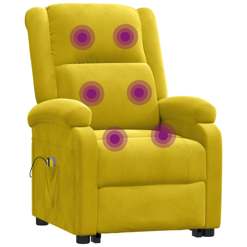 Massagesessel mit Aufstehhilfe Gelb Samt