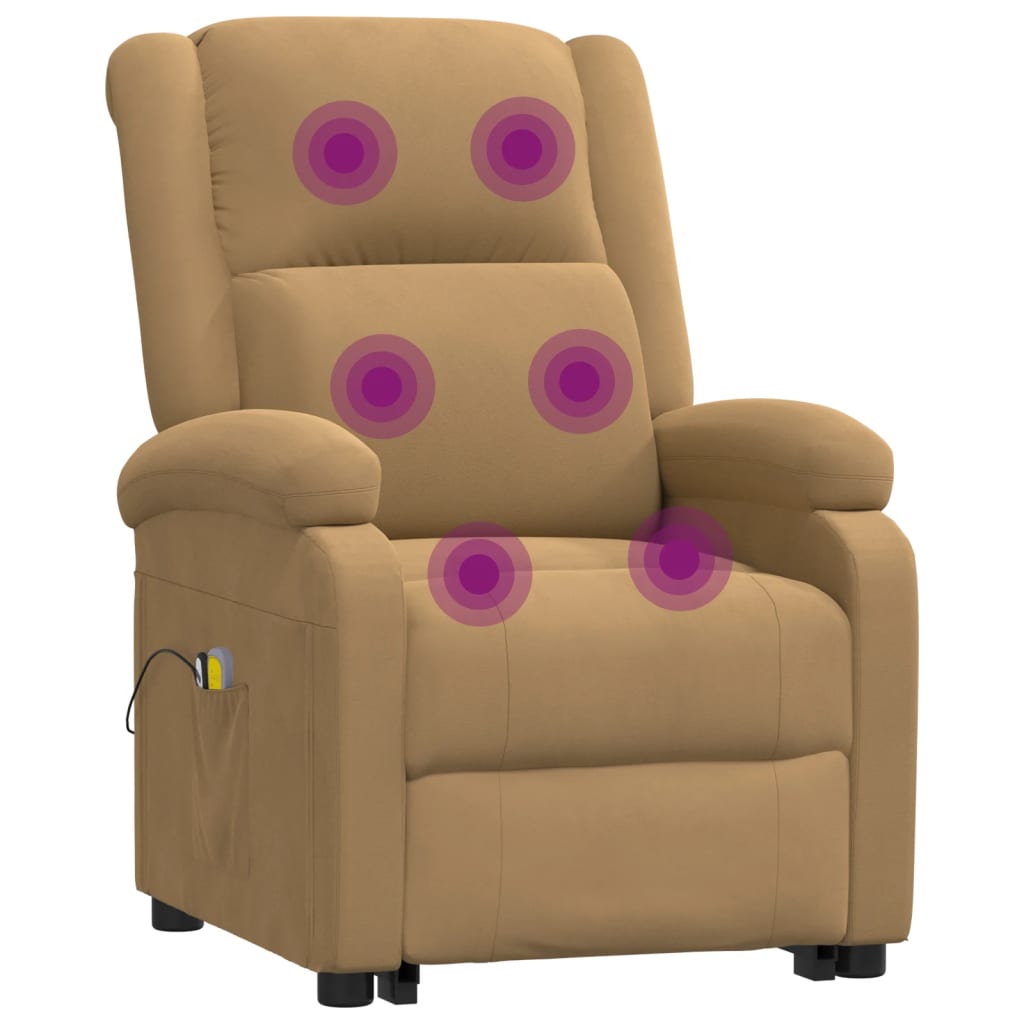 Massagesessel mit Aufstehhilfe Braun Samt