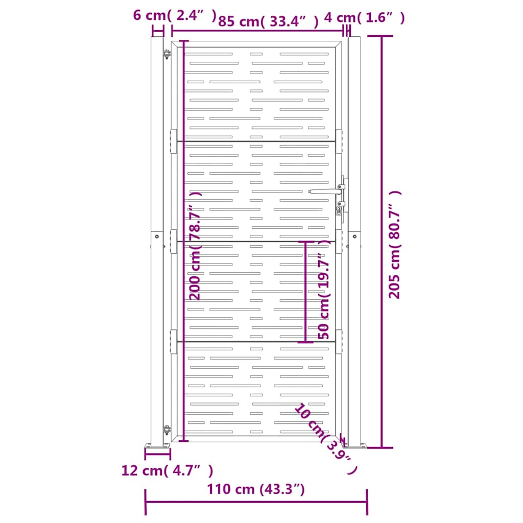 Gartentor Anthrazit 100x200 cm Stahl Quadratisches Design