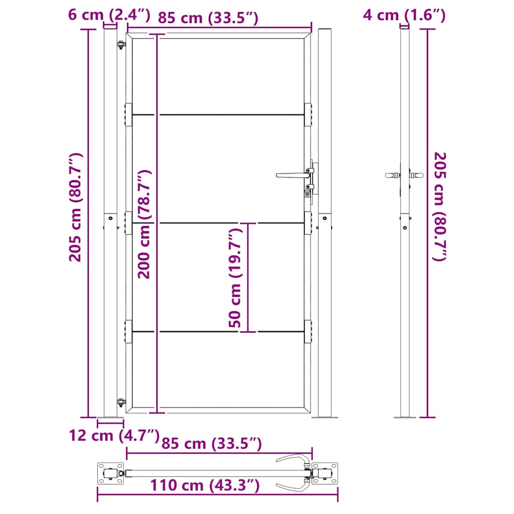 Gartentor 100x200 cm Cortenstahl