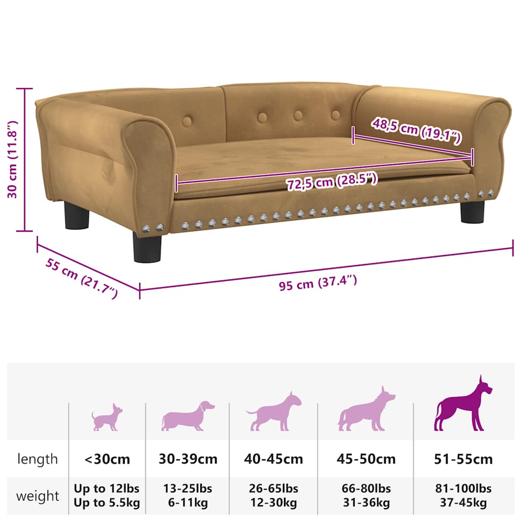 Hundebett Braun 95x55x30 cm Samt