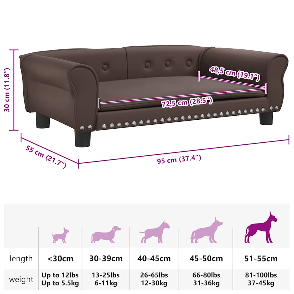 Hundebett Braun 95x55x30 cm Kunstleder