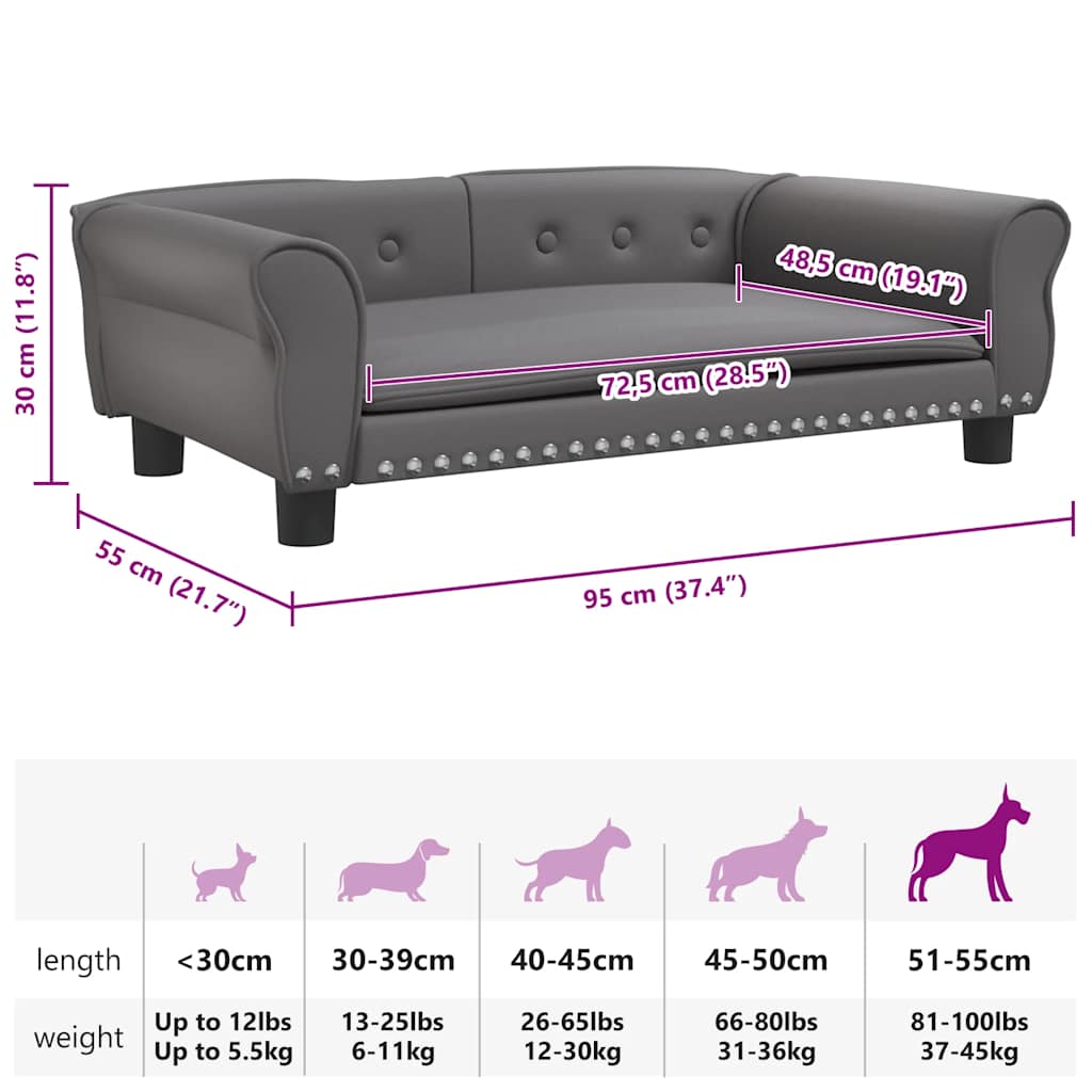 Hundebett Grau 95x55x30 cm Kunstleder