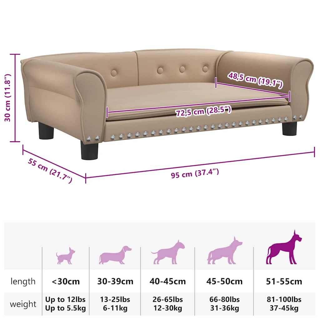 Hundebett Cappuccino-Braun 95x55x30 cm Kunstleder