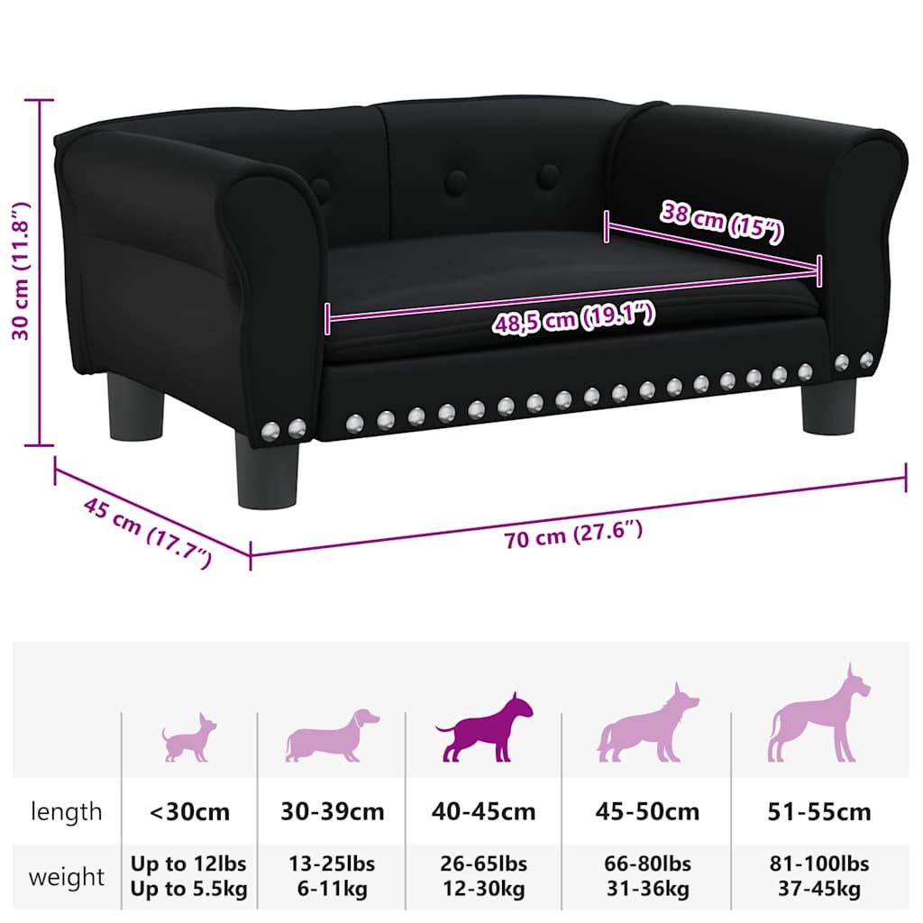Dog bed black 70x45x30 cm artificial leather