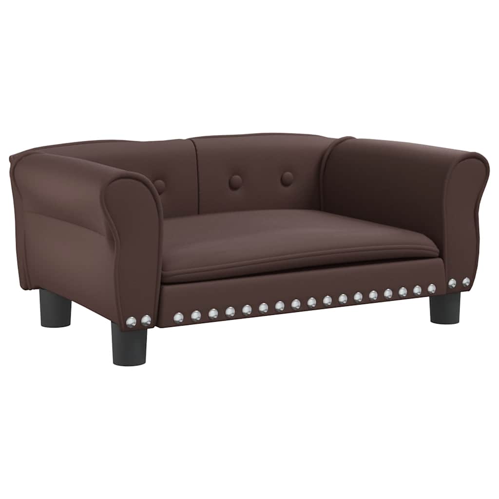 Panier pour chien marron 70x45x30 cm en cuir synthétique
