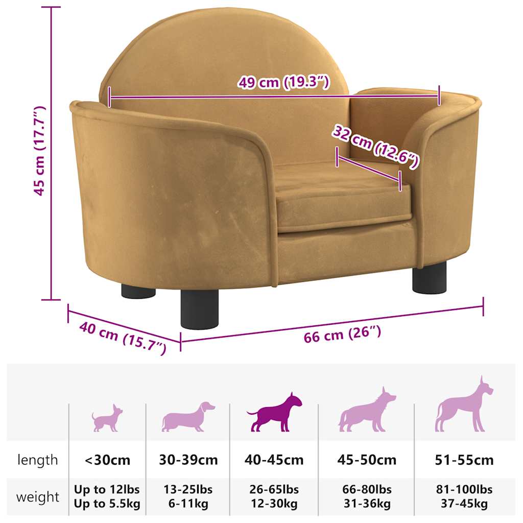 Panier pour chien marron 66x40x45 cm velours